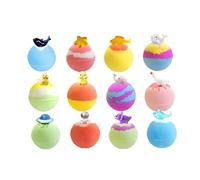 Bath Balls - Twelve Pieces Fruity Fragrance Globes, Moisturizing Shea Butter Ingredients, Soothing Lavender Chamomile Extract, Colorful Swirling Water Artwork Aesthetic Finish | Hidden Ve