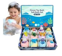 Bath Balls With Toys - 12 Pieces Refreshing Rainbow Foaming, Bubble Bath Balls Basket Stuffers | for Teen Family Children Boys Girls Daughter Son