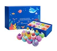 Bath Balls with Toys Inside - 12pcs Sea Theme Set, Child Bath Salt Ball Kit, Fizzy Skin Softening Spheres, Scented Formula Accessory Case Tub Tool | for Boys Girls Wives Birthday Holiday