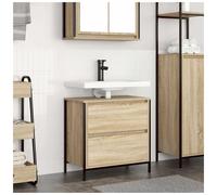 Bath Basin Cabinet Sonoma Oak 60x34.5x60 cm Engineered Wood Steel Vanity Storage
