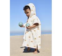 Bath/Beach Poncho with Recycled Cotton, for Babies printed white