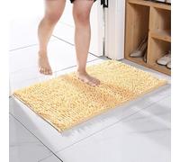 Bath Blanket 23.6 * 15.8 inches, Soft and Absorbent Chenille, Rubber Backing Quick Drying Ultra-fine Fiber mat, Machine Washable Carpet, Bathroom Bath mat Accessories Decoration, Light Yellow