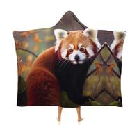 Bath Blanket Red Panda Printed Hooded Blanket Hoodie Flannel Cape Music Wrap Blanket Soft Warm Wearable Blanket Gift for Music Lovers, Singer Friends (White 60 * 50in)