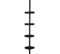 Bath Bliss 4 Tier Tension Corner Organizer Caddy, Shelves, Good for Bathtubs & Shower Stalls, Holds Large Bottles, Soap, Washcloths, Aluminum, Black