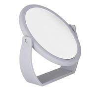 Bath Bliss Double Sided Free Standing Swivel Vanity Mirror, Regular & 10X’s Magnification, Make-up & Shaving Use, Tabletop, Rubberized, Grey, 8.4" L x 6.9" W