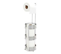 Bath Bliss Pave Diamond Free Standing Toilet Paper Reserve/Holder and Dispenser, Bathroom Storage for 3 Rolls, Rust Resistant, Chrome, Iron