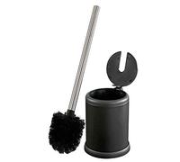 Bath Bliss Toilet Bowl Brush and Holder with Self Closing Lid, Space Saver, Deep Cleaning, Finger Print Proof Finish, Hygienic, Iron, Matte Black, 1 Pack