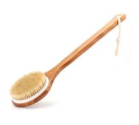 Bath Body Brush with Long Bamboo Handle - Natural Bristle Shower Brushes - Improves Blood Circulation, Exfoliates, Skin Health - Wet or Dry Back Scrubber