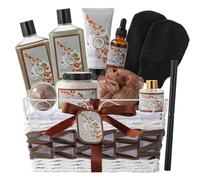 Bath & Body Gift Basket for Women Men Spa Gift Basket Coconut Almond 16 Pieces Bath Aromas for Women, Bath Gift Set Includes Scented Lotion, Oil
