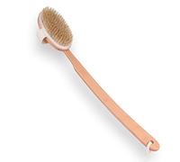 Bath Body Natural Bristle Brush with Long wood Handle - Deep cleansing exfoliation removing dust dead skin blood circulation massage back - Wet or Dry Back Scrubber