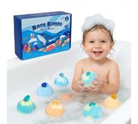 Bath Bomb Gift Set,6Pcs Organic Bubble Bombs,for Kids with Surprise Toy Inside,with Surprise Sea Animal Toy Inside,Birthday Christmas Easter Party Girls Boys