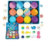 Bath Bomb Gift Set, Bath Bomb Gift Set for Kids with Surprise Toys Inside, Natural & Organic Bubble Bath Fizzies, Rich Bubble Formula with Skin-Nourishing Butter, Safe for Great Birthday (A)