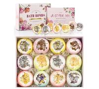 Bath Bomb Gift Set for Women, 12 Pcs Handmade Fizzy Bubble Bath Bombs, 6 Soothing Fragrances, Gentle & Moisturizing Bubble Bath Bombs, Skin-Friendly & Organic, Ideal for Christmas and Birthday Gifts