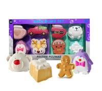 Bath Bomb | Kids Christmas Bath Bomb Set | Vegan Festive Bath Fizz Set for Mum | Bath Bombs with Gingerbread, Polar Bear, Reindeer & More | Cosy Xmas Pamper Gift
