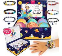 Bath bombs children with jewellery inside and souvenir box children with space galaxy bracelets organic moisture care for the skin bath bombs natural bath bombs children with