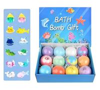 Bath Bombs for Kids, 12PCS Bath Bombs with Toy Inside, Ocean Themed Bathbombs with Surprise, Fizzy Balls with Natural and Organic Ingredients, Birthday Gift for Girls Boys Kids