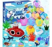 Bath Bombs for Kids 12pcs Gift Set Shell Bath Bombs with Toys Inside Sea Ocean Animal Toys Pretend Play Kids Water Shower Toys Bubble Bombs Toddler Bath Toys Birthday Christmas Gifts for Girl and Boy