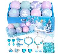 Bath Bombs for Kids with Surprise Inside Set of 8 Bath Bombs with Frozen Toys, Princess Jewellery and Shoulder Bag, Bath Bombs with Bath Bomb Set