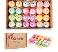 Bath Bombs Gift Set, 24pcs Luxury Bubble Bath Bombs, Organic Natural Essential Oils, Relax and Moisturize Skin, Birthday Xmas Presents for Her, Mum, Wife, Girlfriend