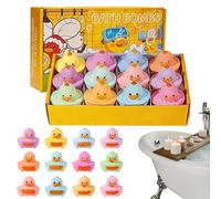 Bath Bombs Gift Set For Kids, 12pcs Bath Bombs With Surprise Little Yellow Duck Toys Inside, Bubble Bathbombs, Kids Tub Bathing Toy Balls, Fizzes Spa Kit, Ideal Birthday Easter Present For Boys Girls