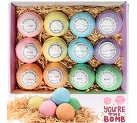 Bath Bombs Gift Set, TTRwin Natural Vegan Spa 12 Fizzy Bubble Bath Bomb Kit with Different Organic Essential Oils，Birthday Gift idea for Her, Women, Men, Kids and Teen Girls