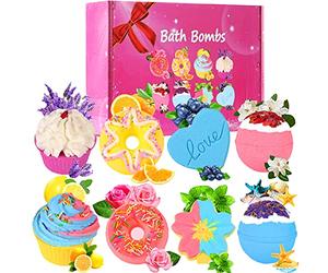 Bath Bombs,Lanwexy 8 Large Bath Bombs Set for Women.Organic Natural Handmade Aroma Pure Essential Oil Bubble Bath Balls.Fragrant Spa to Moisturize Dry Skin.Birthday, Mothers Day Present