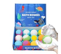 Bath Bombs, Pack of 12 Body Cleaners with Toys Inside, Sea Theme Bath Bombs, for Women for Relaxation and Self-Care Spa at Home when Travelling in the Bathroom and Hotel