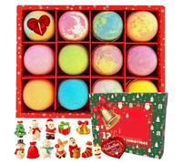 Bath Bombs Set, 12 Piece Handmade Fizzy Bubble Bath Bombs with Christmas Toys Inside, Natural Organic Rainbow BathBalls to Moisturize Skin for Christmas for Lover, Girls and Boys
