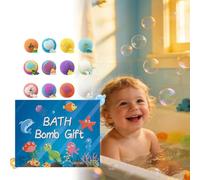 Bath Bombs with Surprise Inside, 12 Pack Fizzy Bubble Bath Gift Set, Bubble BathBalls for Kids, Ocean Toy BathSalt Ball Sleeve Box BathBombs, Birthday Gift Set for Boys Girls