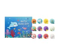 Bath Bombs with Surprise Toys Inside, 12-Pack Gift Set for Children, Natural Rainbow Bath Bombs with Ocean Theme, Mega Foaming Bubbles, Organic Essentials Shower and Relaxation Kit (1 PC)