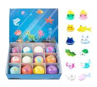 Bath Bombs with Surprise Toys Inside, Natural and Organic Colorful Bubble Bath Fizz, Easy to Use for Children and Adults to Use(Sea Animals)