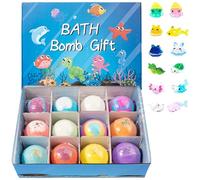 Bath Bombs with Toys 12Pcs/Set, 2 Inch Fizzy with Cute Animals, Child-Safe Blue