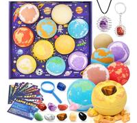 Bath Bombs with Toys Inside, 10Pcs/Set 60g Space Natural Ingredient Shower Bombs Planet Bath Balls with Toy Hidden Inside for Boys & Girls