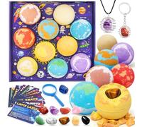 Bath Bombs with Toys Inside 10Pcs Shower Bombs with Hidden Toys Inside, 60g Space Planet Bath Balls with Natural Ingredients for Boys and Girls