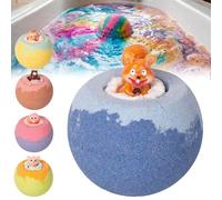 Bath Bombs with Toys Inside, Bath Bombs with Surprise Spring Inside for Ki-ds, Animal & Ocean Theme Bat-h Fizzies, Easter Gifts Bubble Easter Basket Stuffers (Blueberry)