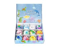 Bath Bombs with Toys Inside, Natural Bath Bombs with Land, Sea and Air Surprise, 12pcs Bombswith Mega Bubbles, Organic Colorful Bubble Bath Ball, Fun Educational Toy (C)