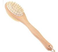 Bath Brush, Body Brush Sided Natural Bristles Scrubber Long Handle Wooden Spa Shower Bath