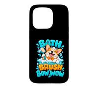 Bath Brush Bow Wow Corgi Dog Groomer Pet Salon Case for iPhone 15 Pro