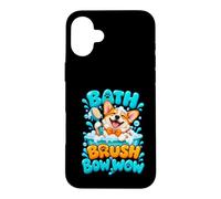 Bath Brush Bow Wow Corgi Dog Groomer Pet Salon Case for iPhone 16 Plus