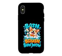 Bath Brush Bow Wow Corgi Dog Groomer Pet Salon Case for iPhone X/XS