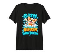 Bath Brush Bow Wow Corgi Dog Groomer Pet Salon Premium T-Shirt