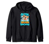 Bath Brush Bow Wow Corgi Dog Groomer Pet Salon Zip Hoodie
