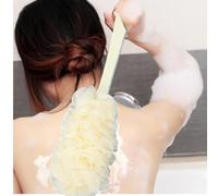 Bath Brush Long Handle Bathtub Shower Sponge Brush Body Brush Back Scrubber Loofah On A Stick Sponge Brush For Back Cleaning Hanging Soft Mesh (Khaki)