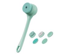Bath Brush with Double Handles, Body Scrubber Massage Brush, Waterproof Body & Bath Brushes, Electric Back Cleaning Brush with 5 Heads for