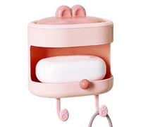 Bath Brush with Soap Holder, Double-Sided Body Scrubber, Cleansing Loofah with Soap Holder and Hook, Lightweight, Portable, 11x14x8x5.5cm/4.33x5.51x3.14x2.16inches, Pink, Green, for Men and Women
