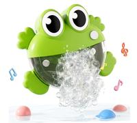 Bath Bubble Machine - One-Button Frog Bath Toy with Suction Cup, Fun Bathtub Toy for Toddlers & Kids, Green Bubble Maker for Bathtub Machine