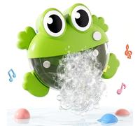 Bath Bubble Machine - One-Button Frog Bath Toy with Suction Cup, Fun Bathtub Toy for Toddlers & Kids, Green, Bubble Maker for Bathtub