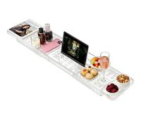 Bath Caddy Tray, Acrylic Expandable Bath Shelf for Across The Tub, Fits Most Baths, Transparent Spa Bath Board with Non-Slip Design, Perfect Home Spa & Relaxation Gift