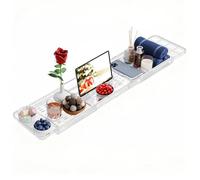 Bath Caddy Tray, Bath Trays for Across The Bath, Expandable Bath Shelf Fits Most Bath Tubs, Bath Board for Home Spa, Acrylic Bath Rack, Gift for Loved Ones, Transparent