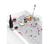 Bath Caddy Tray, Bath Trays for Across The Bath, Expandable Bath Shelf Fits Most Bath Tubs, Bath Board for Home Spa, Acrylic Bath Rack, Gift for Loved Ones, Transparent